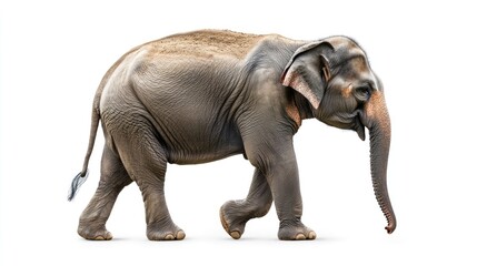 Obraz premium Walking Asian Elephant Isolated on White Background