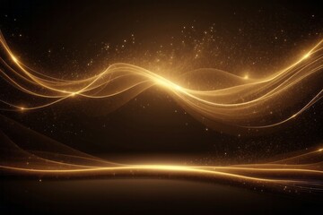Obraz premium Dark brown background, digital signature with particles, sparkling waves,