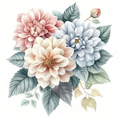 Elegant floral art, three blooms