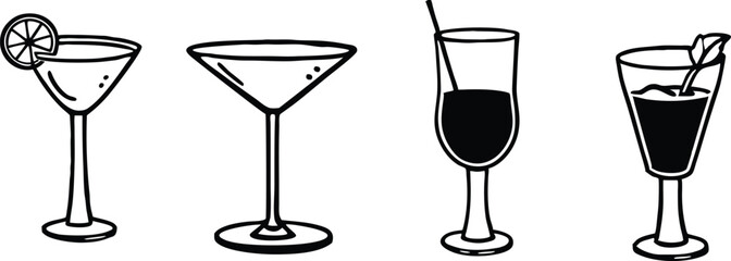Cocktail Glasses Vector Set - Classic Drink Illustrations