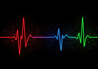 Neon-lit heartbeat pulsing on black.