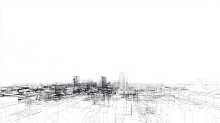 Fototapeta premium Wireframe Cityscape: A Digital Architectural Visualization