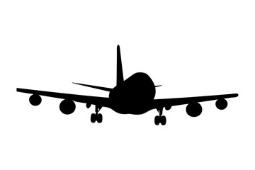 Airplane silhouette vector illustration for travel aviation and transportation design projects and creative works
