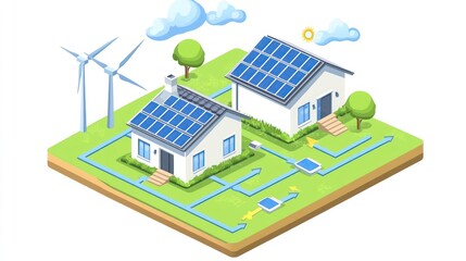 Rural homes, solar, wind power, grid, green energy