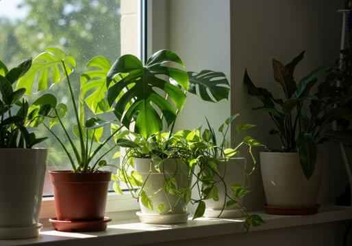 Fototapeta Plants in a window sill.