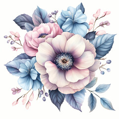 Floral watercolor blossom bouquet.