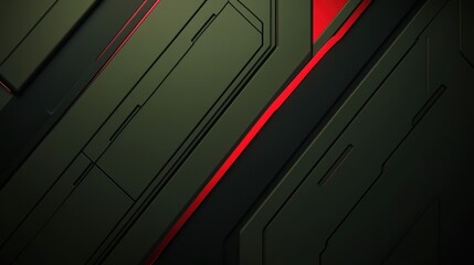 Naklejka premium 16:9 tactical background, geometric layout with military colors (olive, charcoal, tan), red accents, 