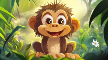 Cute monkey in a jungle setting