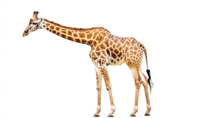 Fototapeta premium Giraffe Standing on a White Background