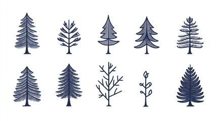 Obraz premium Simple Pine Tree Illustrations