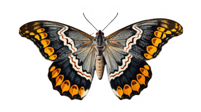 Colorful Butterfly with Detailed Wings on Black Background