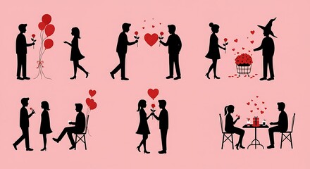 Obraz premium Romantic Silhouettes: A Valentine's Day Collection AI Generated