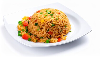 Delicious Vegetable Fried Rice Dish on White Plate Asian Cuisine Food