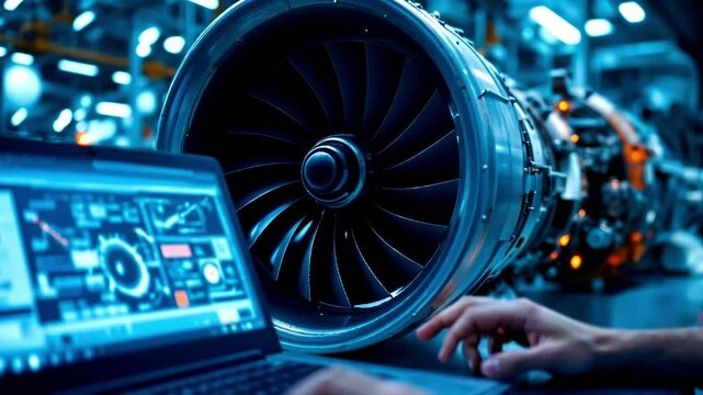 Engineer Monitoring Jet Engine Performance