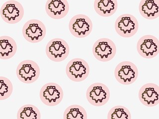 Sheep Icon Pattern With Pink Circle and White Decoration