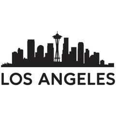 Fototapeta premium Seattle skyline horizontal banner. Vector Black silhouettes. with white background of Los Angeles, California. Vector template for your design.