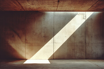 Concrete wall bathed in sunlight, casting distinct shadows of a bicycle parked beside a sprawling lush garden.