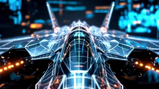 Futuristic Digital Fighter Jet Render