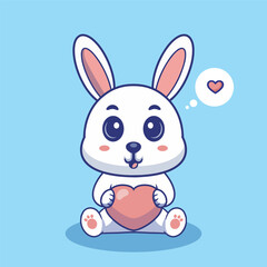 Illustration vector grapich of rabbit holding a heart perfect for character design 