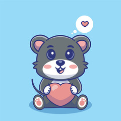Illustration vector grapich of a mouse holding a heart perfect for character design 