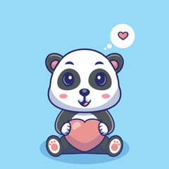 Illustration vector grapich of a panda holding a heart perfect for character design 