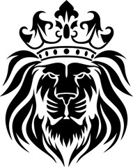 Obraz premium Lion Face Images with Crown - Lion King Vector Illustration