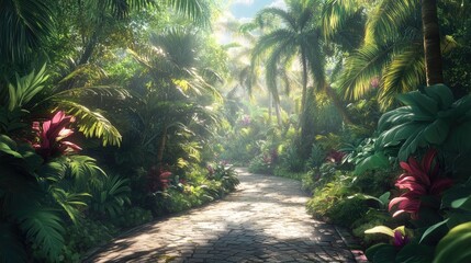 Sunlit Tropical Paradise Path