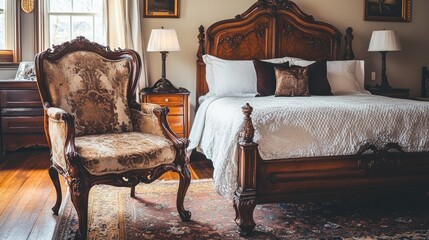 Elegant Master Bedroom Interior Design with Antique Furniture