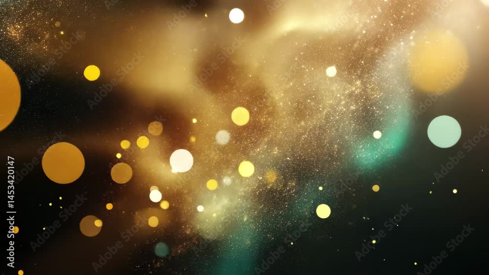 Poster Star particle transition effect showcasing a cosmic background filled with glowing elements and vibrant colors, star particle transition video effect