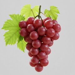 Fototapeta premium Crisp, clear close-up of red grape cluster with vivid green leaves