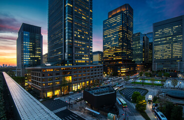 downtown in tokyo at night