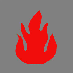 Fire flame icon. Flame vector logo. Hot fire on white background. Flame simple illustration. Graphic heat symbol. Abstract silhouette, hell element clipart. Red stroke shape.Scribble punk pastel art