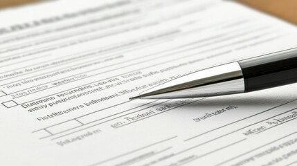 Obraz premium Pen on paper form close up