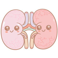 Anatomy of a cute pastel kidney cartoon