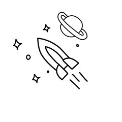 space rocket line illustration