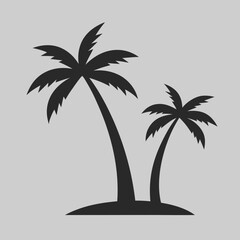 Tropical Paradise Two Palm Trees Silhouetted Against a Grey Sky Simple elegant black silhouette graphic design