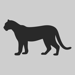 Majestic black panther silhouette a powerful symbol of wildlife sleek design simple elegant style on a grey background