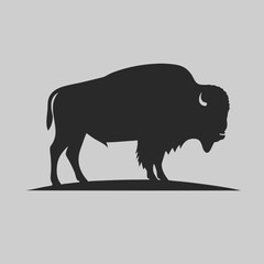 Majestic American Bison Silhouette a powerful black and grey graphic design on a simple background