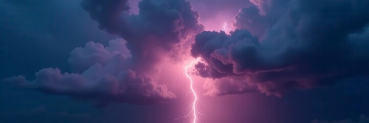 A single, brilliant lightning bolt cuts through heavy, grey storm clouds , lightning bolt, weather photography