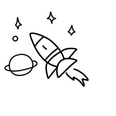 space rocket line illustration