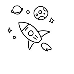 space rocket line illustration