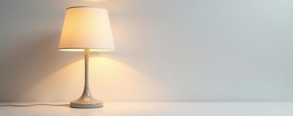 Elegant table lamp, soft shade, white background, traditional, bedside, stylish