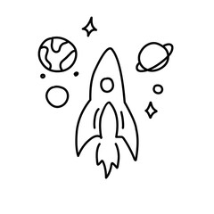 space rocket line illustration