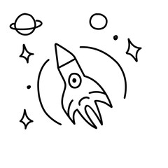 space rocket line illustration