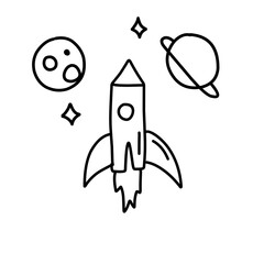 space rocket line illustration