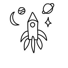 space rocket line illustration