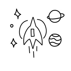 space rocket line illustration