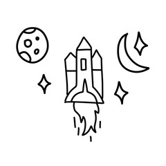 space rocket line illustration