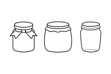 Jar line art vector  illustration, Jam jar silhouette vector 