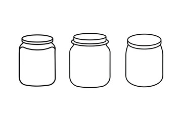 Jar line art vector  illustration, Jam jar silhouette vector 